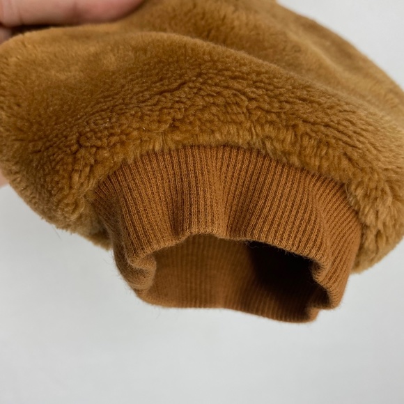 BDG Urban Outfitters Womens Medium Cropped Hoodie Tan Teddy Fleece 1/4 Zip LS - Picture 4 of 10